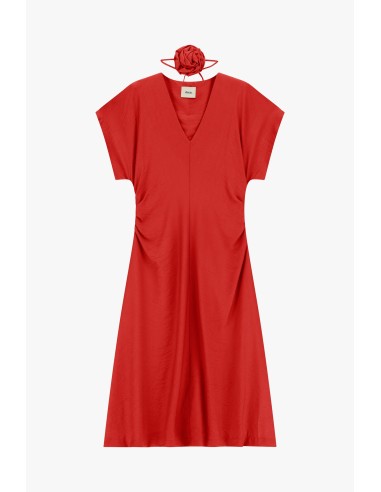 Robe midi avec drapé latéral et décolleté en V Dixie