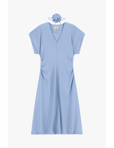 Robe midi avec drapé latéral et décolleté en V Dixie