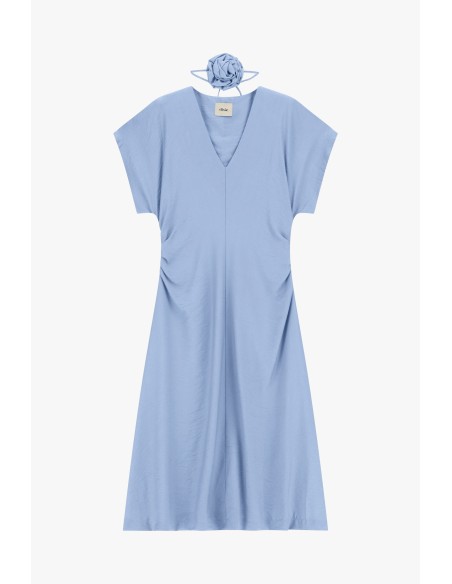 Robe midi avec drapé latéral et décolleté en V Dixie