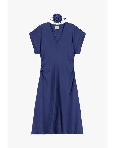 Robe midi avec drapé latéral et décolleté en V Dixie