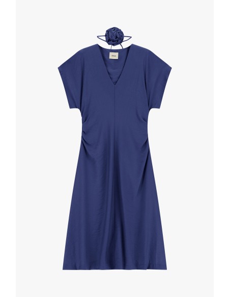 Robe midi avec drapé latéral et décolleté en V Dixie
