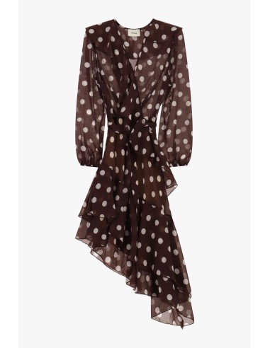Robe courte à pois avec volants asymétriques Dixie