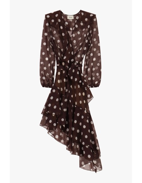 Robe courte à pois avec volants asymétriques Dixie