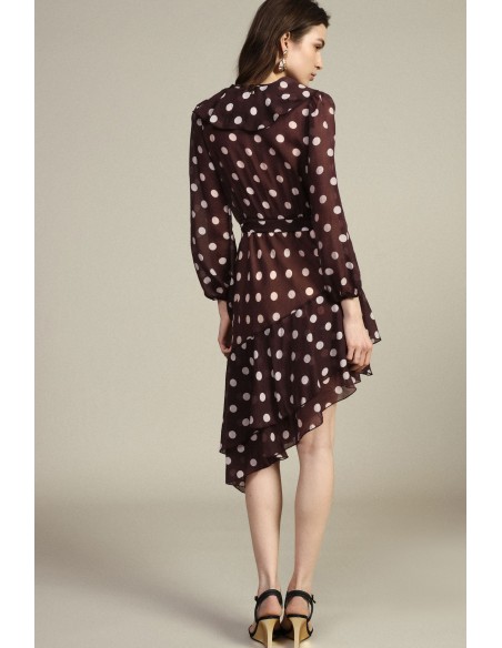 Robe courte à pois avec volants asymétriques Dixie