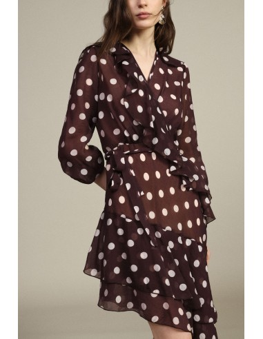 Robe courte à pois avec volants asymétriques Dixie