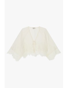 Korte blouse met wijde mouwen en kanten zoom Dixie 2