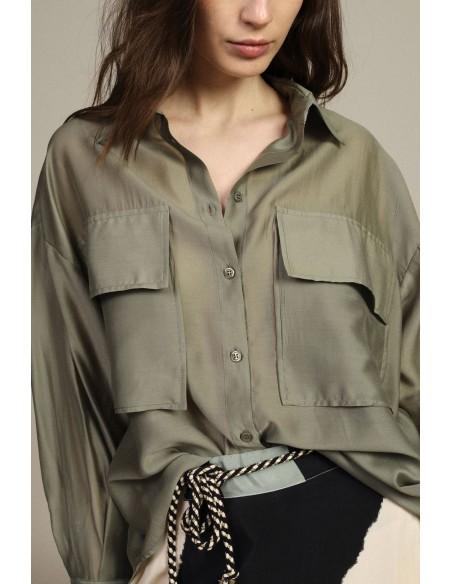 Chemisier transparent oversize avec poches plaquées sur le devant Dixie