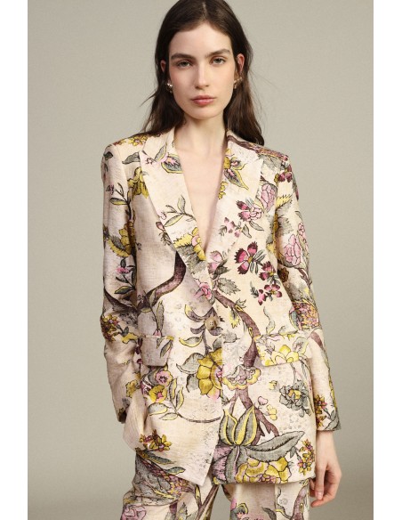 Dixie blazer met bloemenprint, enkele rij knopen en zakken