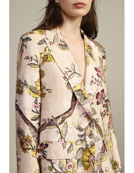Dixie blazer met bloemenprint, enkele rij knopen en zakken