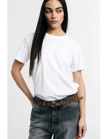 T-shirt coupe regular à col rond avec logo brodé Please
