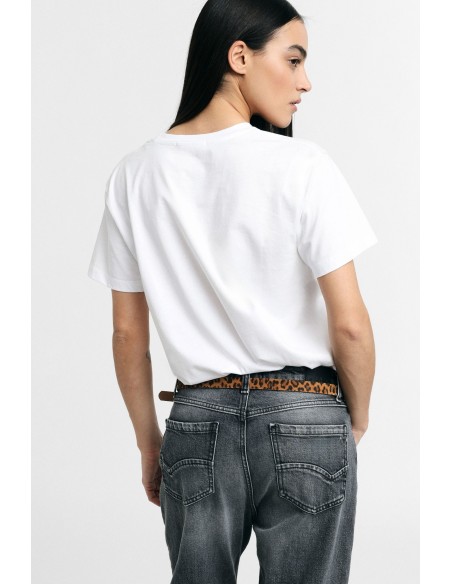 T-shirt coupe regular à col rond avec logo brodé Please