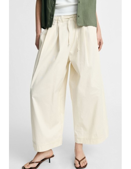Cropped palazzobroek met elastische tailleband aub