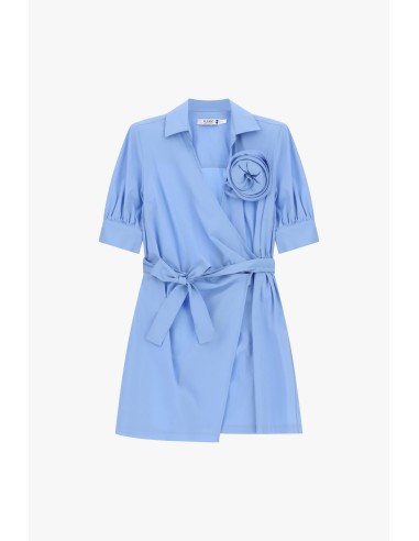 Robe courte croisée avec ceinture et fleur Please