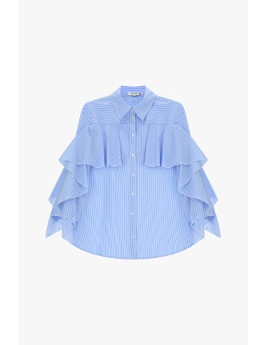Blouse rayée à volants et manches amples Please