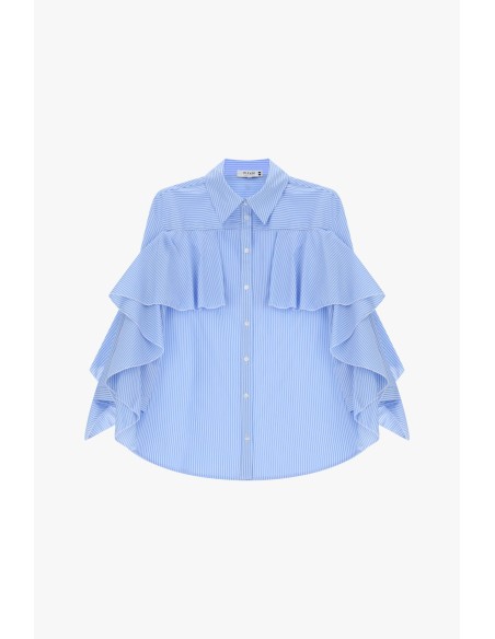 Blouse rayée à volants et manches amples Please