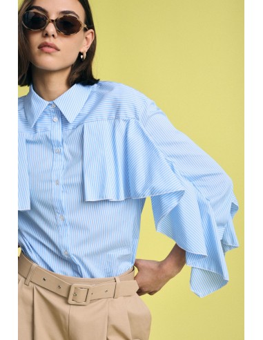 Blouse rayée à volants et manches amples Please