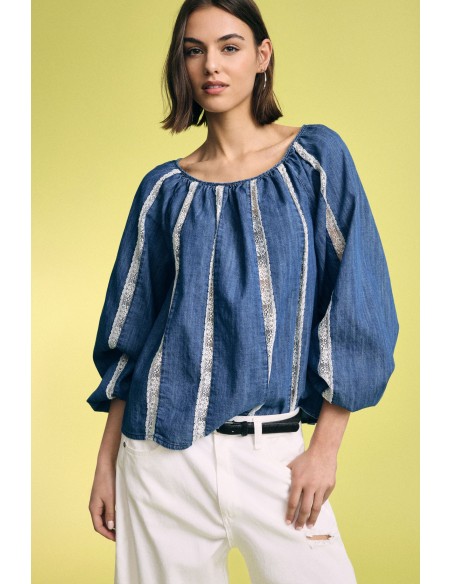 Blouse ample avec empiècements rayés et manches longues, s’il vous plaît