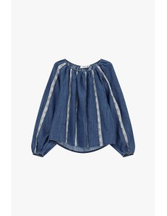 Ruime blouse met gestreepte inzetstukken en lange mouwen Alstublieft 2