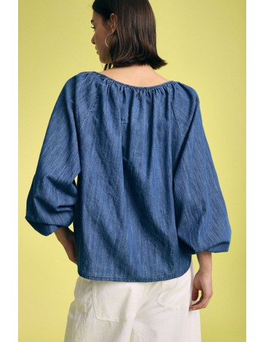 Ruime blouse met gestreepte inzetstukken en lange mouwen Alstublieft