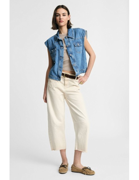 Pantalon taille haute à bas brut Please