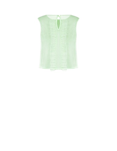 Chemisier carré en tulle transparent à pois avec volants Rinascimento
