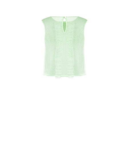 Chemisier carré en tulle transparent à pois avec volants Rinascimento
