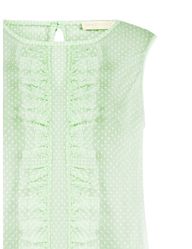 Transparante blouse met vierkante hals van tule met stippen en ruches Rinascimento