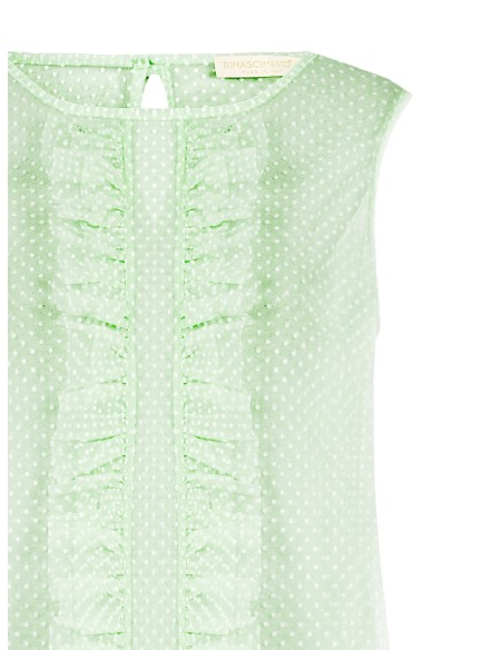 Chemisier carré en tulle transparent à pois avec volants Rinascimento