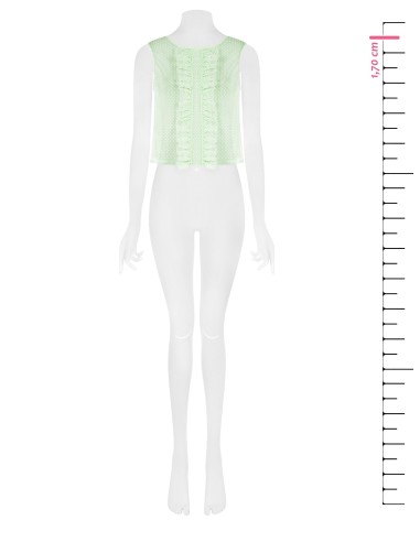 Transparante blouse met vierkante hals van tule met stippen en ruches Rinascimento