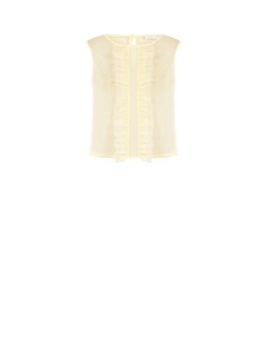 Transparante blouse met vierkante hals van tule met stippen en ruches Rinascimento