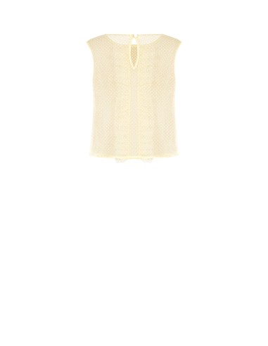 Transparante blouse met vierkante hals van tule met stippen en ruches Rinascimento