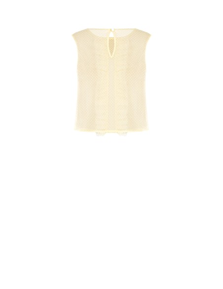 Transparante blouse met vierkante hals van tule met stippen en ruches Rinascimento