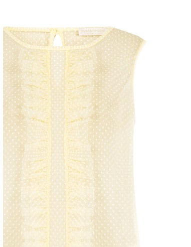 Chemisier carré en tulle transparent à pois avec volants Rinascimento