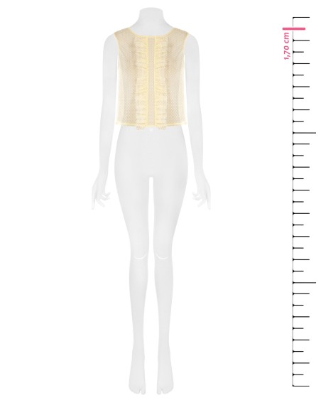 Chemisier carré en tulle transparent à pois avec volants Rinascimento