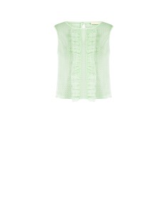Chemisier carré en tulle transparent à pois avec volants Rinascimento