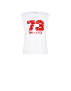 T-shirt ample sans manches avec maxi imprimé et clous en forme d’étoiles Rinascimento