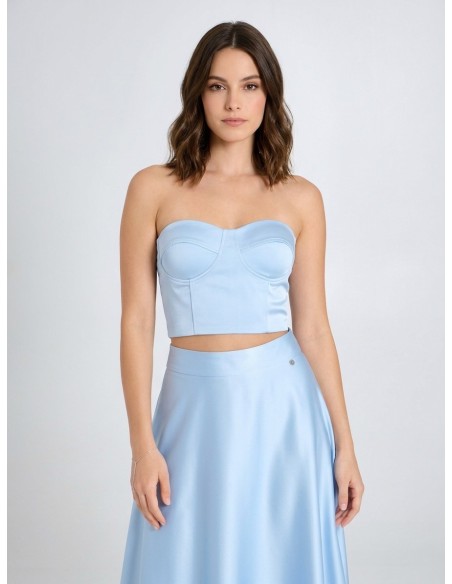 Crop top-corset van satijn met cups Rinascimento