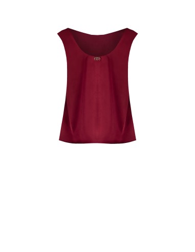 Mouwloze top van zware satijnstof met open rug – Rinascimento