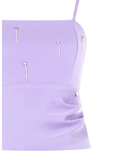 Bustier Crop Top en tissu technique avec strass Rinascimento