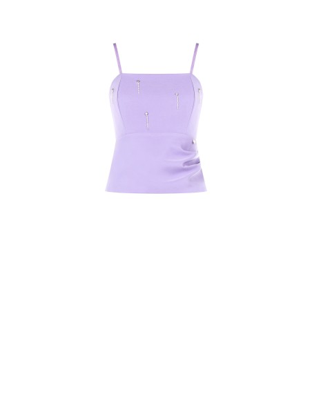 Bustier Crop Top en tissu technique avec strass Rinascimento