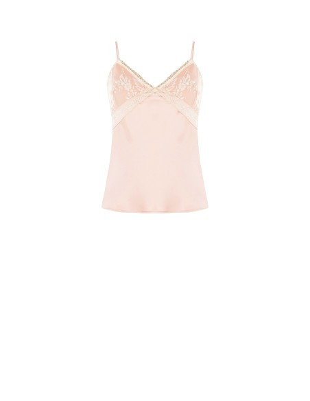Top plissé en satin avec empiècements en dentelle Rinascimento