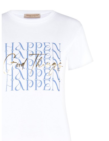 Regular T-shirt van katoen met slogan in goudfolie Rinascimento