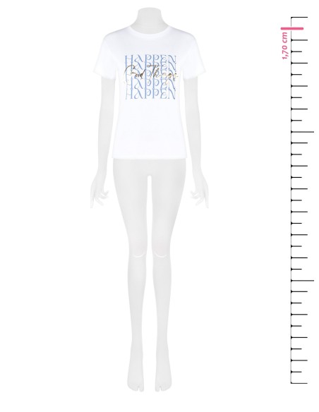 T-shirt regular en coton avec slogan laminé doré Rinascimento