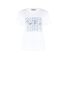T-shirt regular en coton avec slogan laminé doré Rinascimento