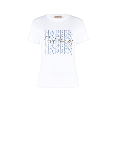 T-shirt regular en coton avec slogan laminé doré Rinascimento