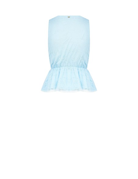 Rinascimento Cross V-Neck Lace Peplum Top