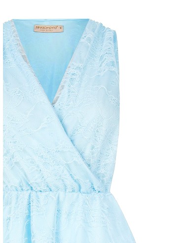 Rinascimento Cross V-Neck Lace Peplum Top