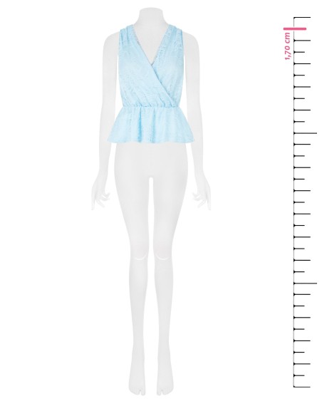 Rinascimento Cross V-Neck Lace Peplum Top