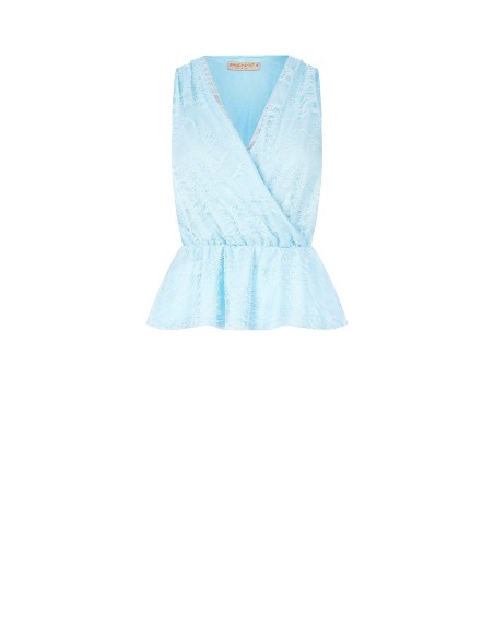 Rinascimento Cross V-Neck Lace Peplum Top