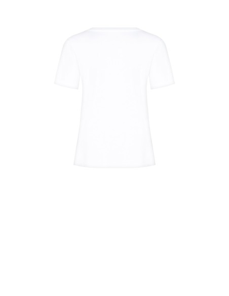 T-shirt regular en coton avec imprimé chat portant des lunettes en strass Rinascimento